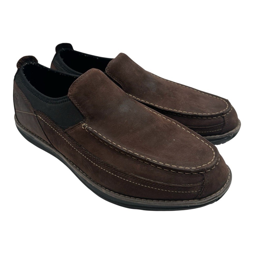 Timberland Shoes Men Sz 13 Brown Leather Slip On Loafers Anti-Fatigure Gripstick